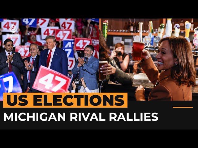 ⁣Trump courts Muslim voters as Kamala Harris holds rival rally in Michigan | Al Jazeera Newsfeed