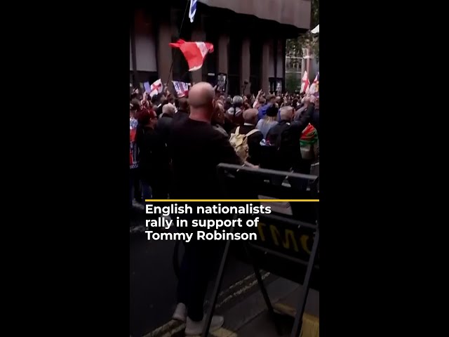 ⁣English nationalists rally in support of Tommy Robinson | AJ #shorts