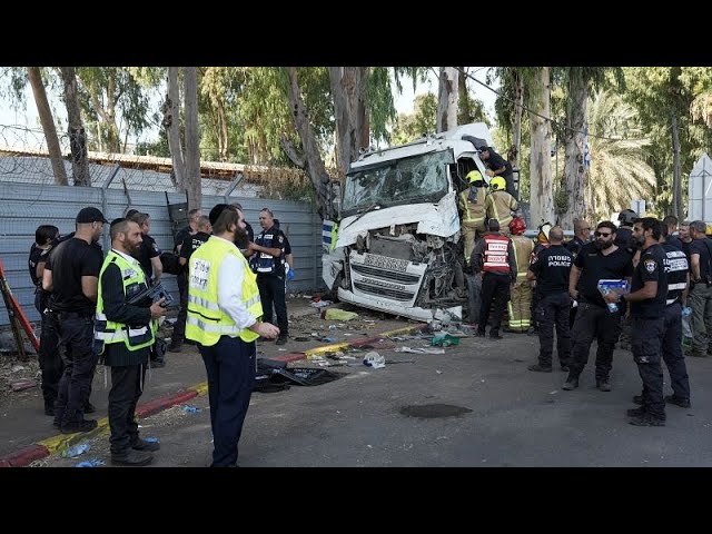 ⁣Truck rams into Tel Aviv bus stop, wounding dozens in suspected terror attack