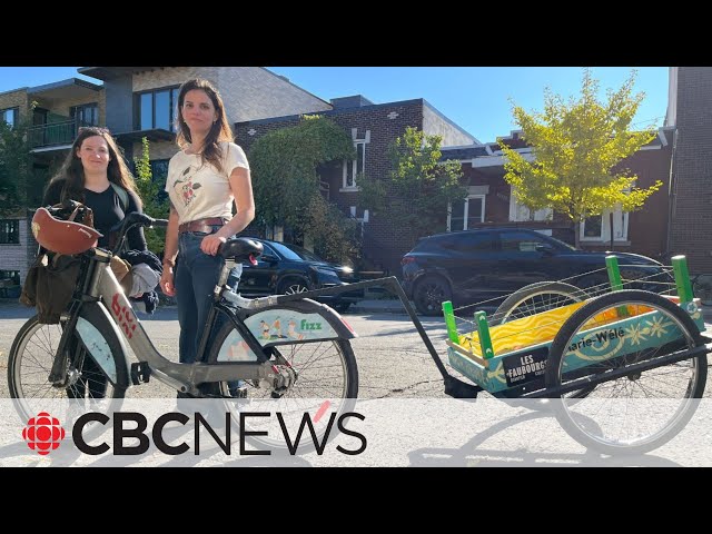 ⁣Did you know there are free bike trailers for rent in downtown Montreal?