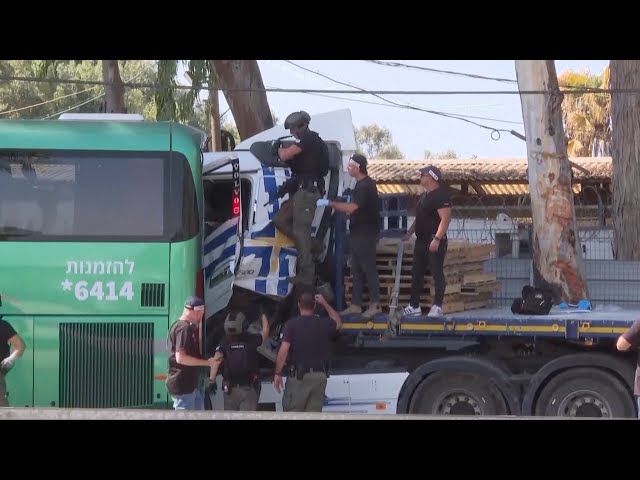 ⁣Dozens injured after truck hits bus stop near Israel's Tel Aviv