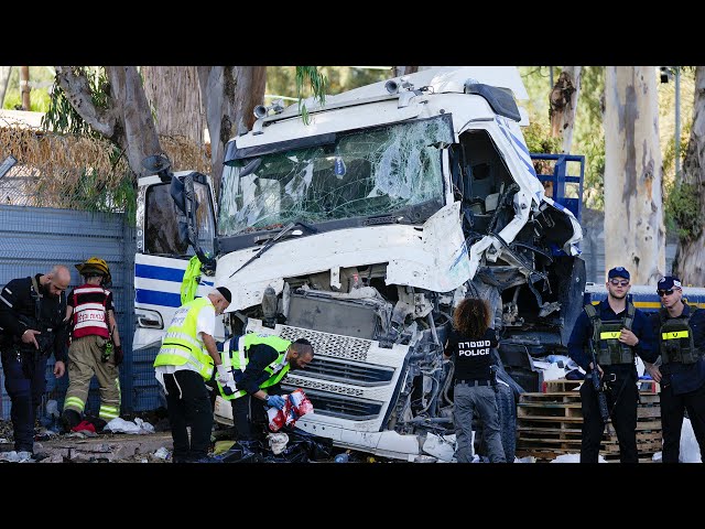 ⁣One killed, dozens hurt after truck plows into crowded bus stop in Israel