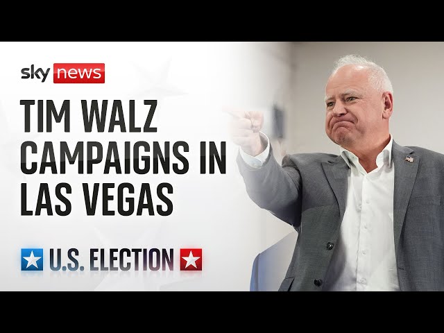 ⁣Vice Presidential nominee Tim Walz campaigns in Las Vegas