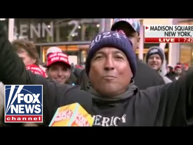 ⁣'MAKE NEW YORK RED AGAIN': Trump fans line up outside of MSG ahead of rally