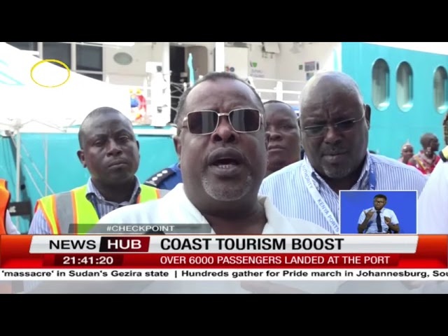 ⁣Luxury cruise ship docks in Mombasa