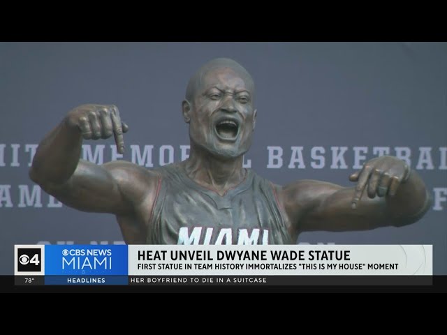 ⁣Miami Heat unveil Dwyane Wade statue at Kaseya Center