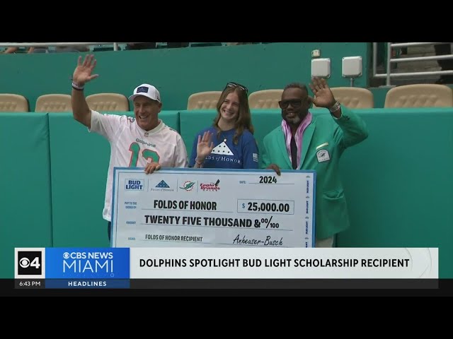 ⁣Miami Dolphins spotlight Bud Light's "Folds of Honor" scholarship recipient