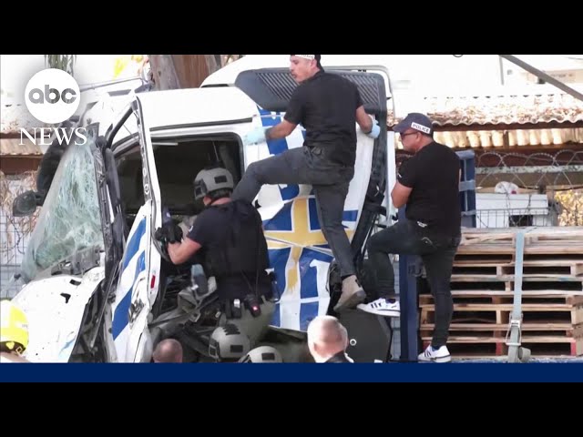 ⁣1 dead, dozens injured in truck-ramming at crowded bus stop in central Israel