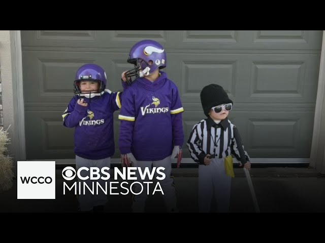 ⁣Family teases controversial end of Vikings game with kids’ costumes