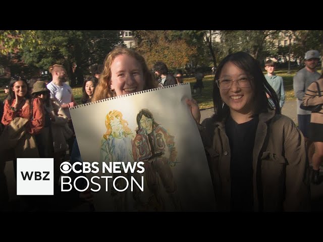 ⁣Artist creates portraits to raise money for charity at Boston Public Garden