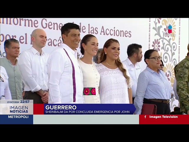 ⁣Claudia Sheinbaum da por terminada la emergencia por el huracán John en Guerrero y Oaxaca | Imagen