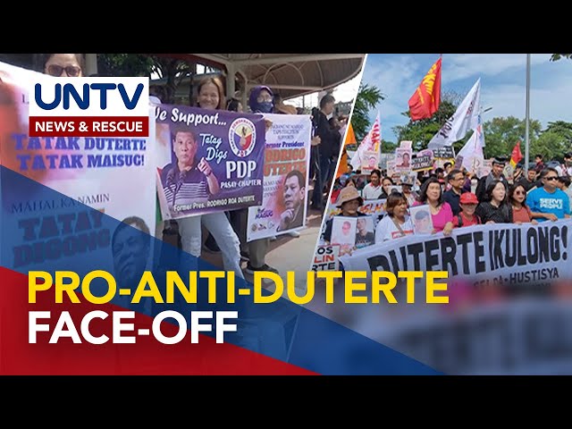 ⁣Pro at Anti-Duterte, nagsasagawa ng rally sa labas ng Senado