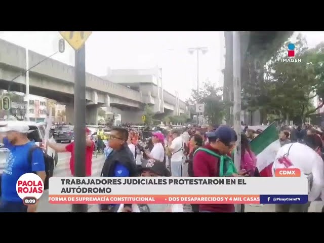 ⁣Trabajadores judiciales protestan a las afueras del Autódromo Hermanos Rodríguez