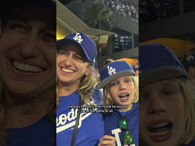 ⁣Young Dodger fan catches Freddie Freeman's grand slam ball