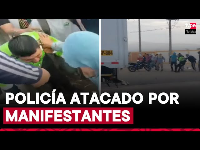 ⁣La Libertad: un policía y un manifestante resultaron heridos durante bloqueo en Panamericana Norte