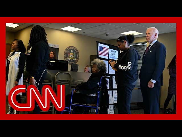 ⁣Biden waits in line and votes in Delaware