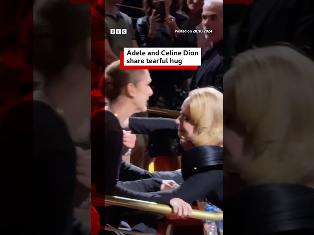 ⁣Adele and Celine Dion share a tearful hug in Vegas. #Adele #CelineDion #BBCNews