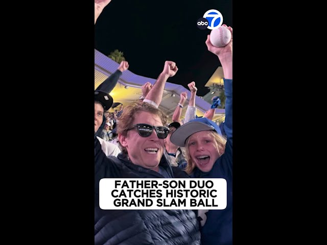 ⁣Father-son duo catches Freddie Freeman's historic grand slam ball