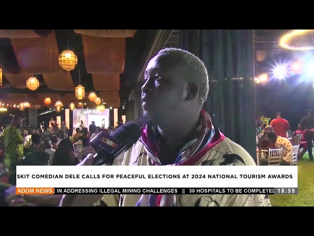 ⁣Skit comedian Dele calls for peaceful elections at 2024 National Tourism Awards (28-10-24)