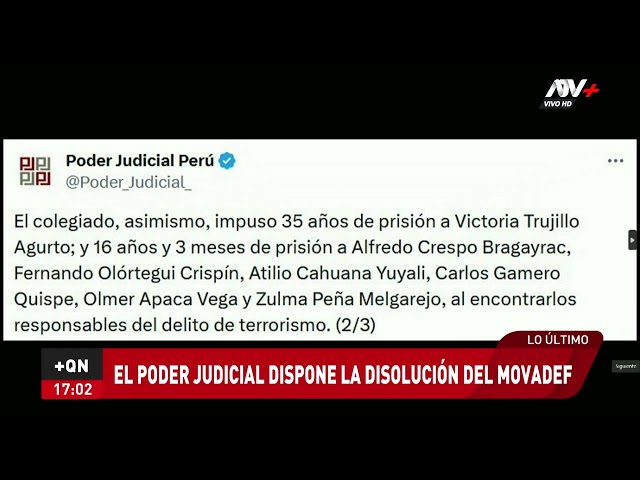 ⁣Poder Judicial dispone la disolución del Movadef