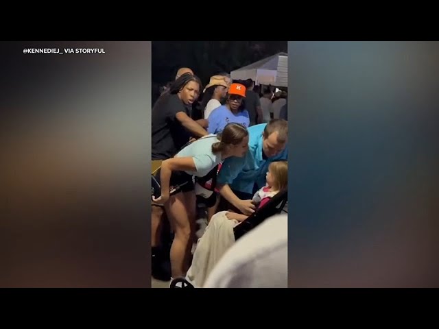 ⁣Woman yells in toddler's face outside Kamala Harris rally in Houston