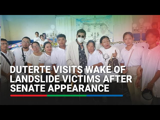 ⁣Duterte visits wake of landslide victims after Senate appearance