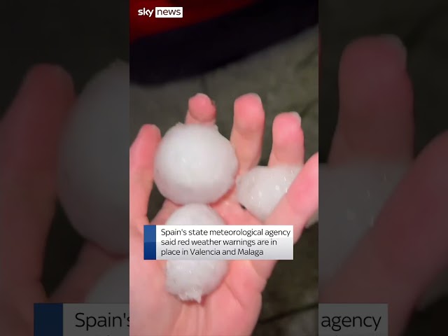 ⁣Huge hailstones and heavy rain hits Spain