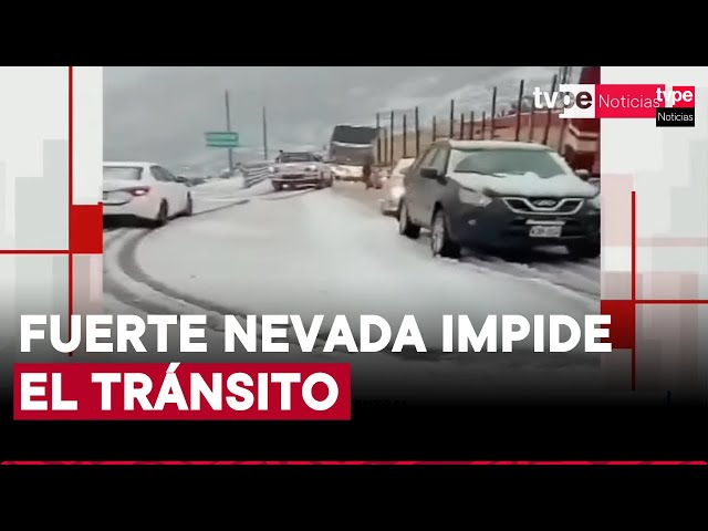 ⁣Carretera Central: tránsito quedó interrumpido tras fuerte nevada en Ticlio