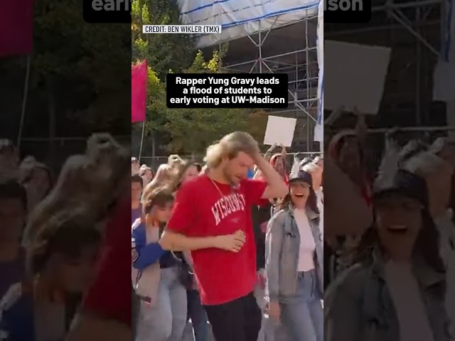 ⁣Rapper YUNG GRAVY leads students to early voting at UW-Madison