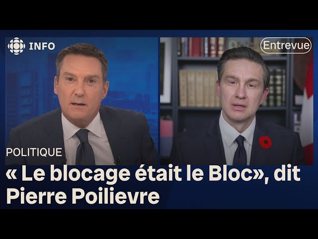 ⁣«Le blocage était le Bloc», dit Pierre Poilievre, chef du PCC en entrevue avec Patrice Roy