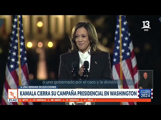 ⁣Kamala Harris cierra su campaña presidencial en Washington