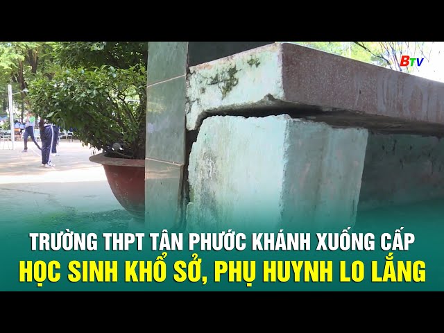 ⁣Trường THPT Tân Phước Khánh xuống cấp, học sinh khổ sở, phụ huynh lo lắng