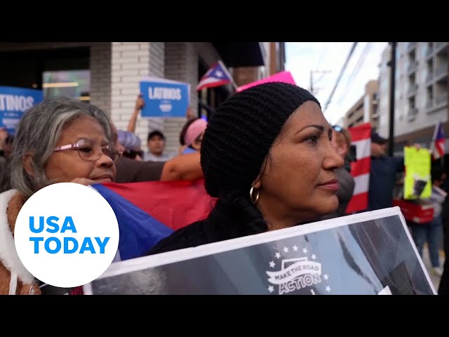 ⁣Latino protesters in PA give Donald Trump not-so-warm welcome | USA TODAY