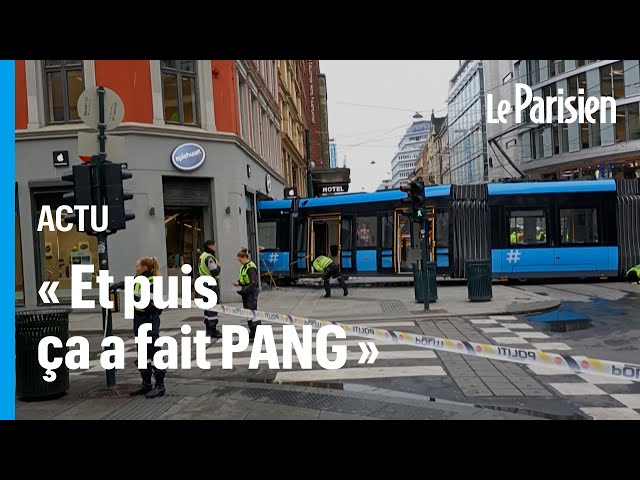 ⁣Un tram déraille et fonce dans un immeuble en Norvège