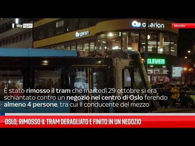 ⁣Oslo, rimosso il tram deragliato e finito in un negozio