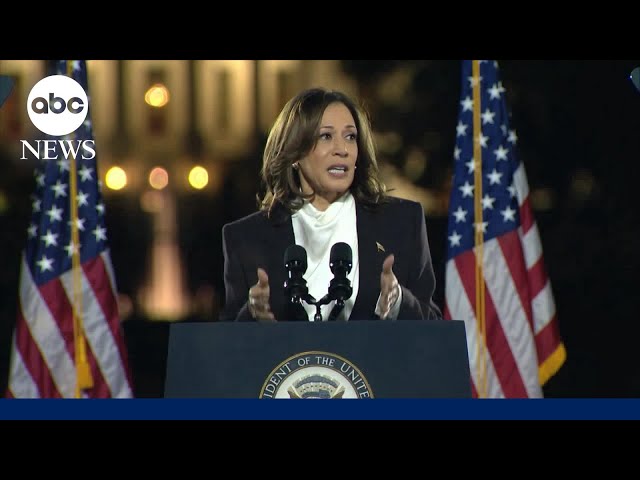 ⁣Kamala Harris delivers message of unity at same location former Pres. Trump held Jan. 6 rally