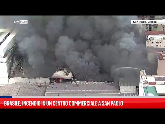 ⁣Incendio in un centro commerciale in Brasile