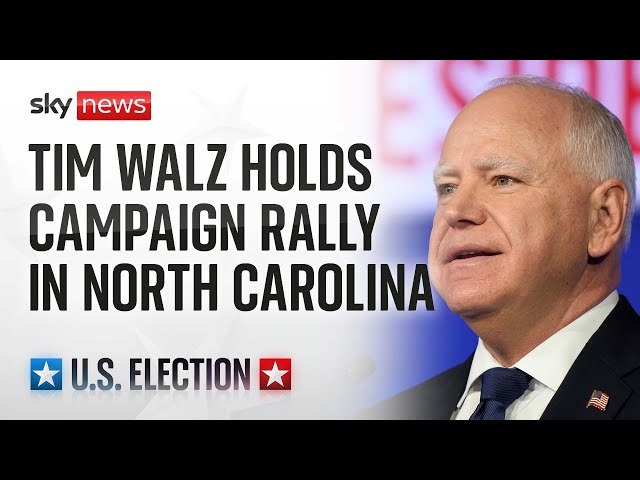 ⁣Watch live: Vice presidential nominee Tim Walz holds a campaign rally in North Carolina