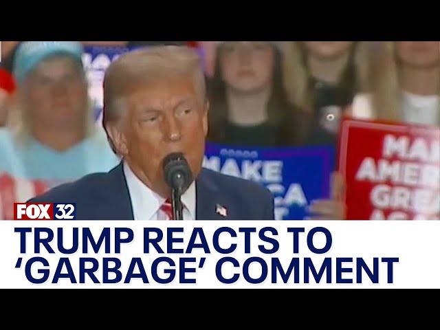 ⁣Donald Trump addresses Biden's 'garbage' comment