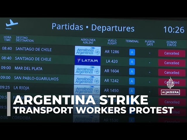 ⁣Argentina strike: Transport workers protest against austerity measures