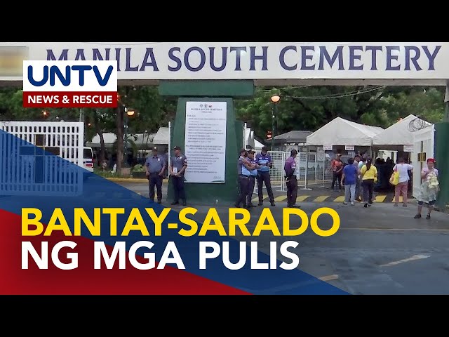 ⁣Mga pulis at medic units, bantay sa Manila South Cemetery  ngayong undas