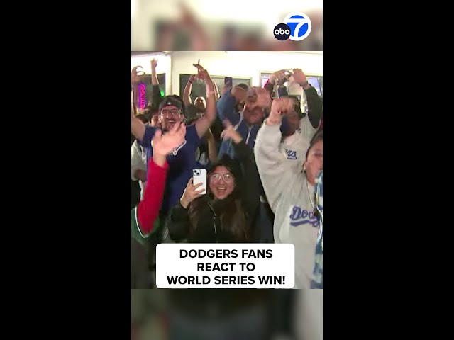 ⁣Dodger fans go wild after World Series win