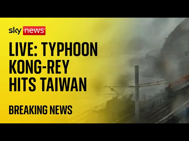 ⁣Watch live: Typhoon Kong-Rey makes landfall on Taiwan's east coast