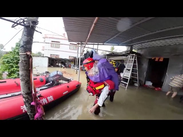 ⁣Rescue operations underway in S China's Hainan as rain, flooding continue