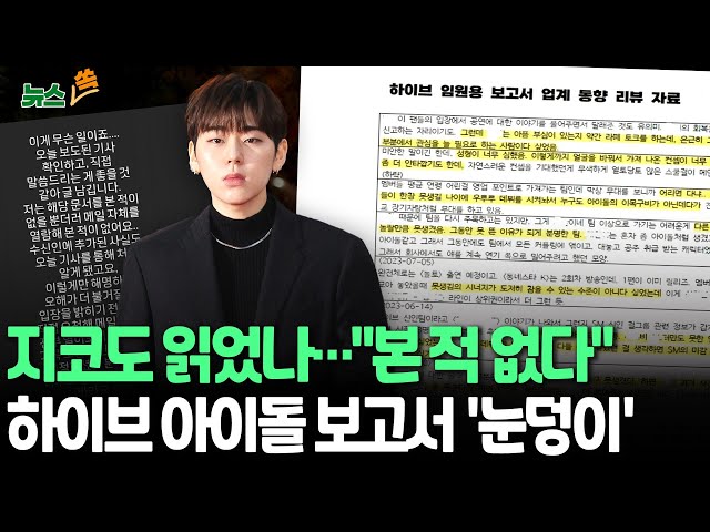 [뉴스쏙] 가수 지코, 하이브 내부 문건 열람 의혹에 "본 적 없다"…사과·작성자 직위해제에도 여론은 '싸늘'  / 연합뉴스TV (Yonhapn