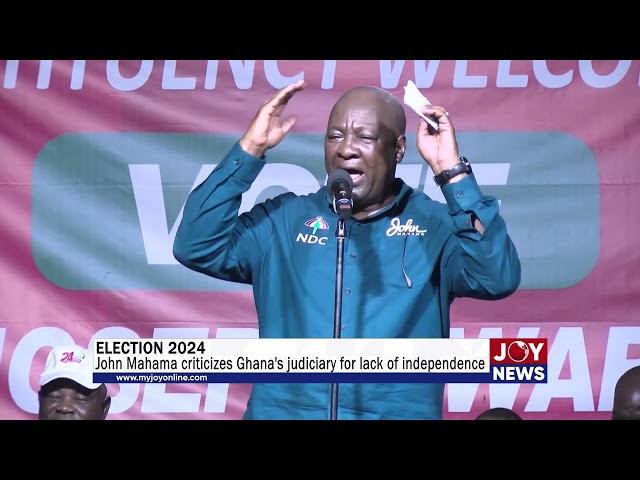 ⁣Election 2024: John Mahama criticizes Ghana's judiciary for lack of independence. #ElectionHQ