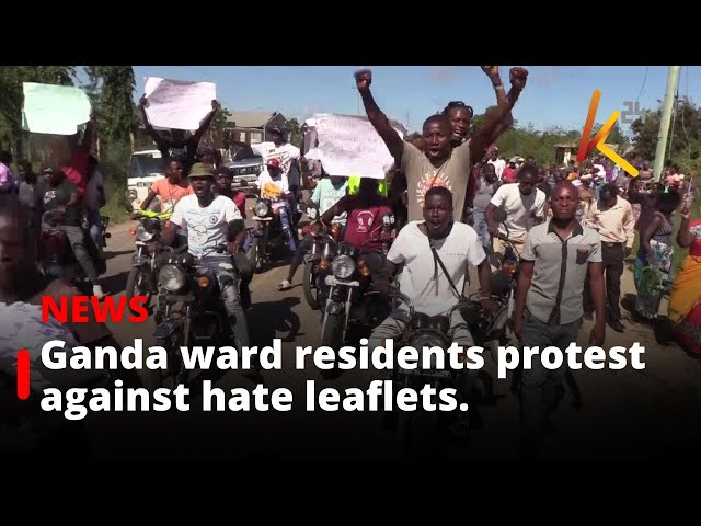 ⁣Ganda ward residents protest against hate leaflets.