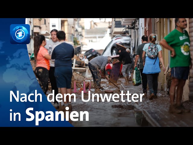 ⁣Unwetter in Spanien: Aufräumarbeiten und Suche nach Vermissten