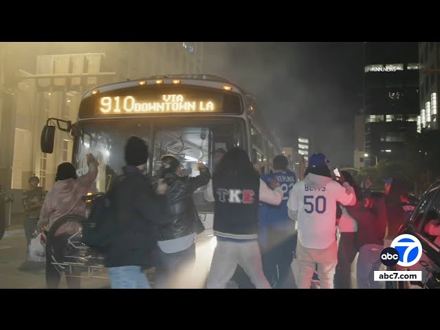 ⁣Violence, looting breaks out across LA after Dodgers' win