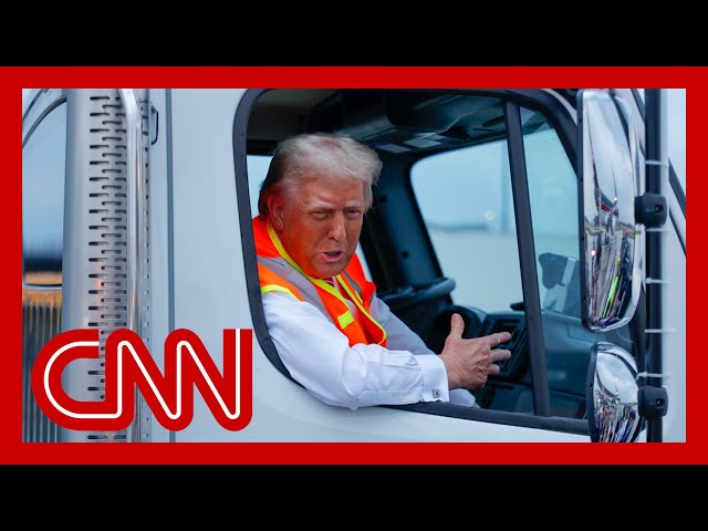 ⁣Trump sits in garbage truck following backlash over Biden's 'garbage' comments